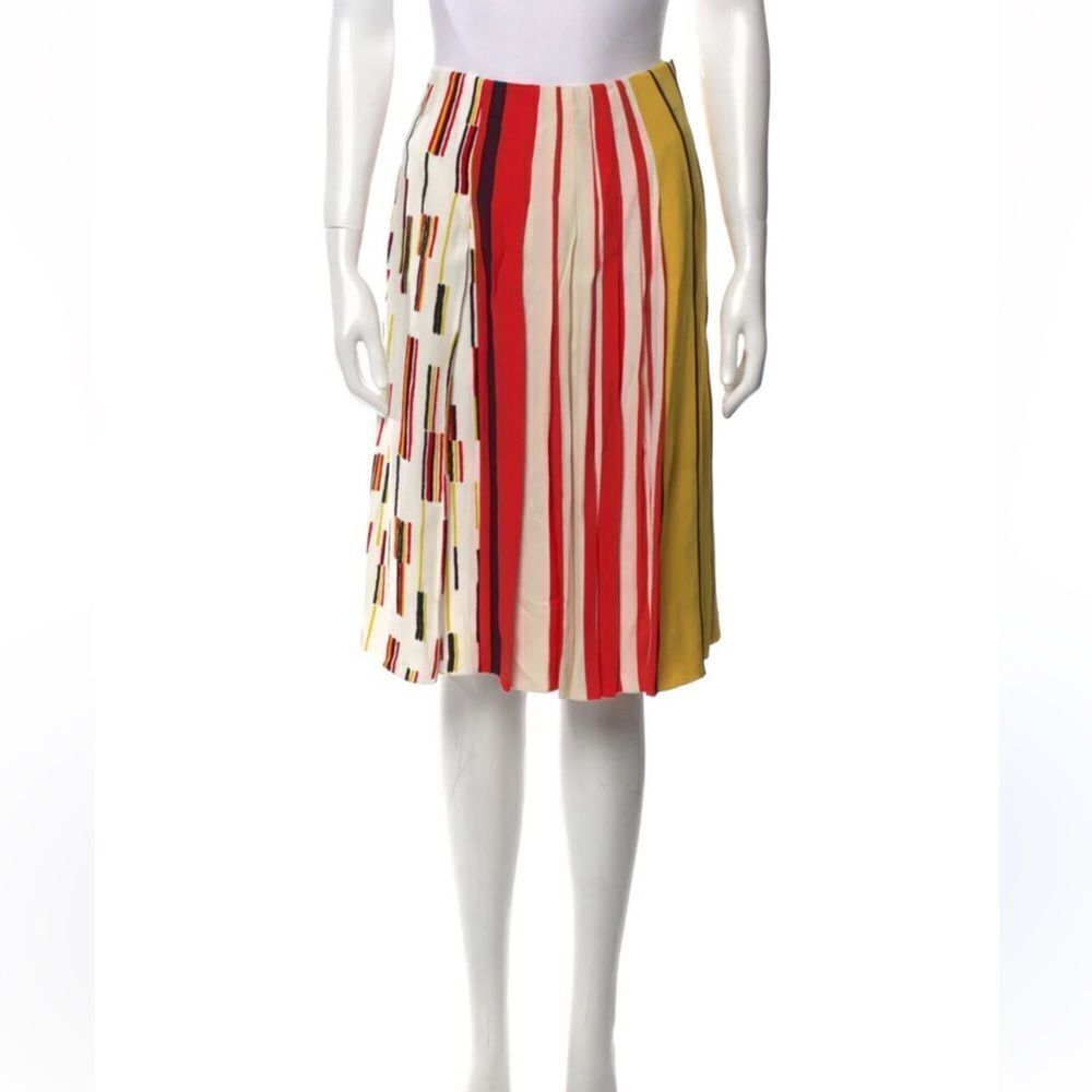 Prada Printed Striped Pleated Skirt